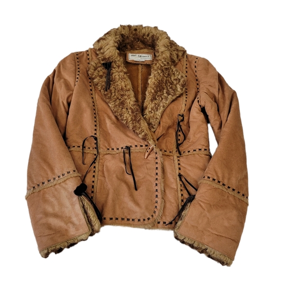 Vintage Jackets & Blazers - Vintage 90s Y2K RP Sport Penny Lane Faux Suede and Fur Coat Size Small